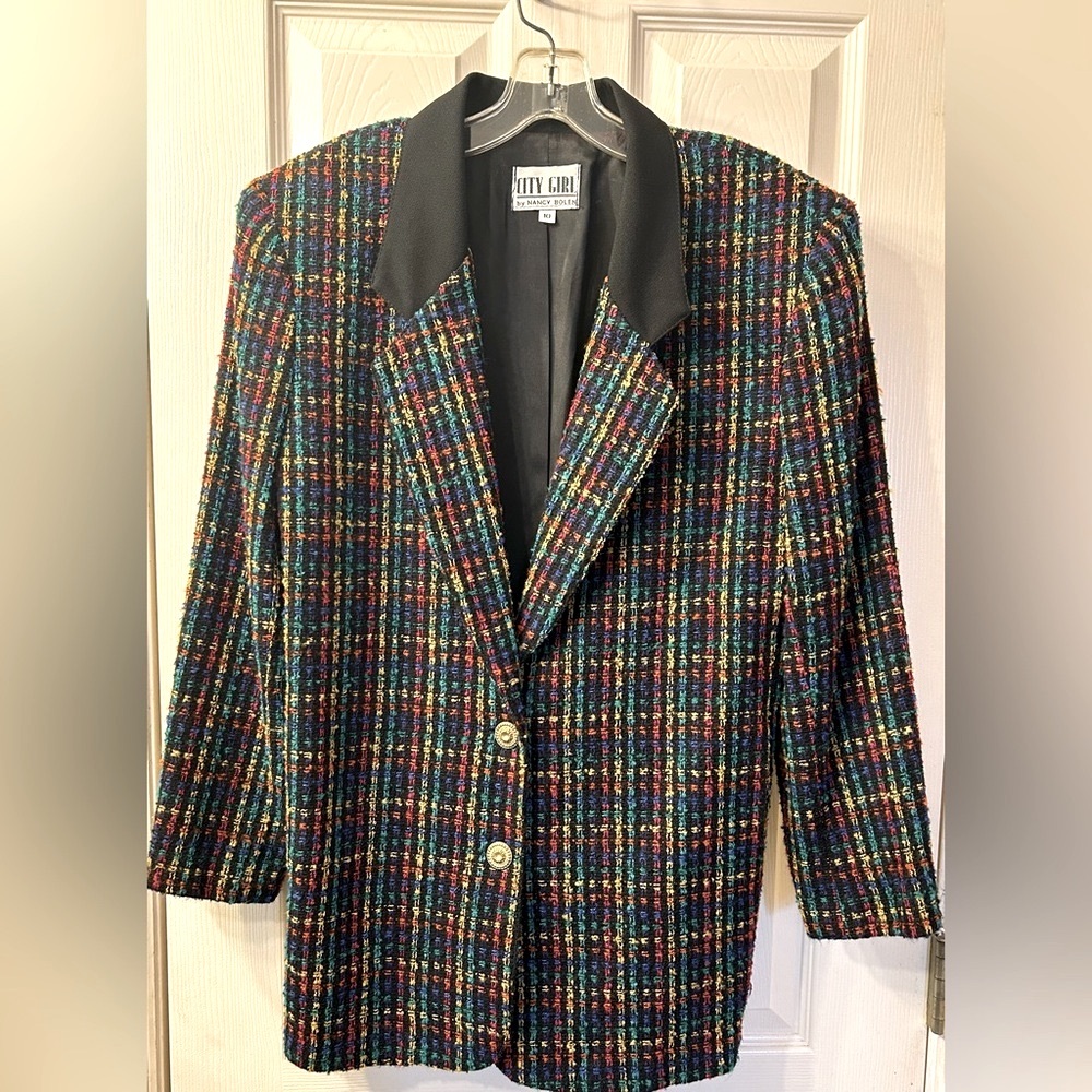 Vintage Multicolored City Girl by Nancy Bolen Blazer sz 10